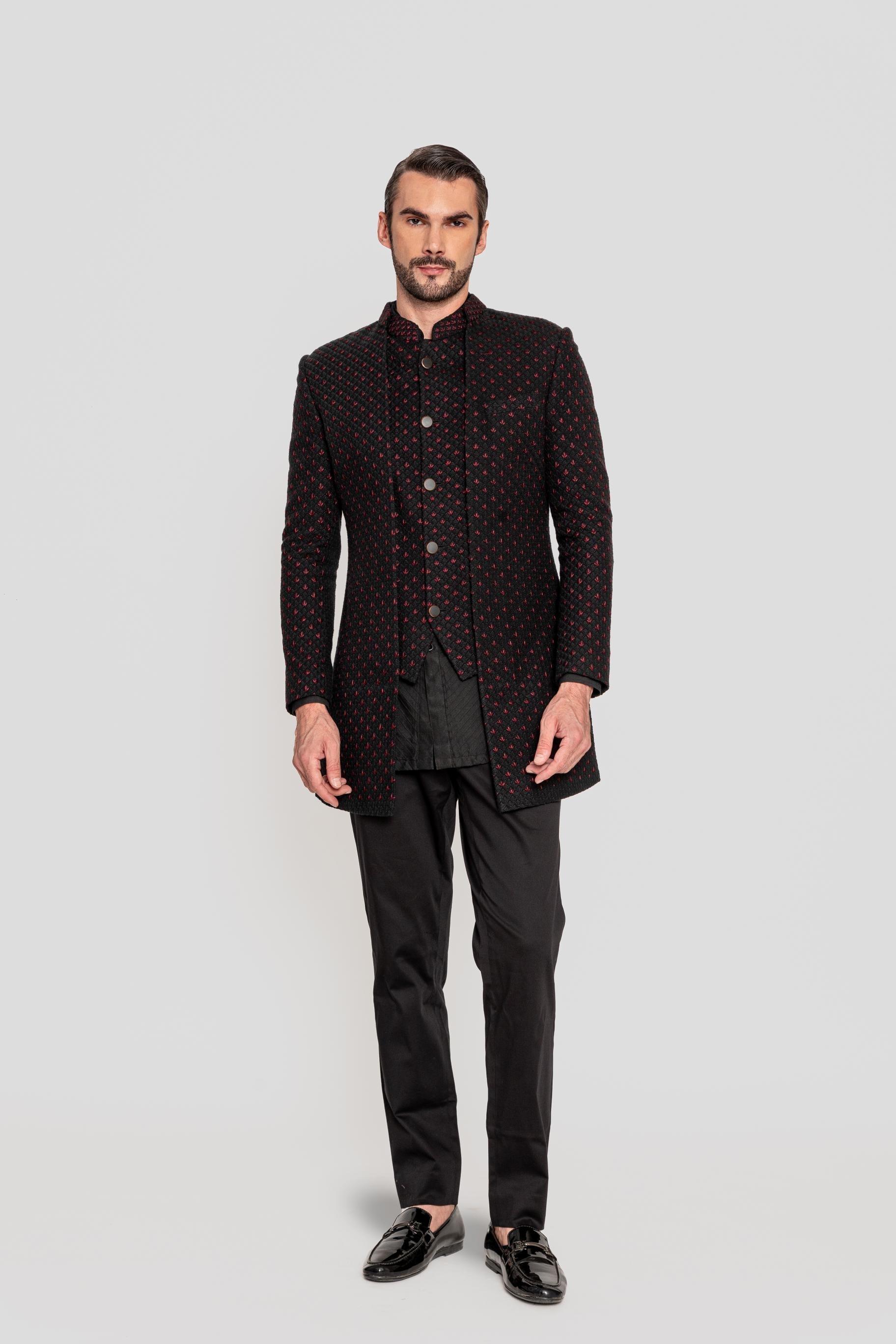 Crimson Weave Bandhgala