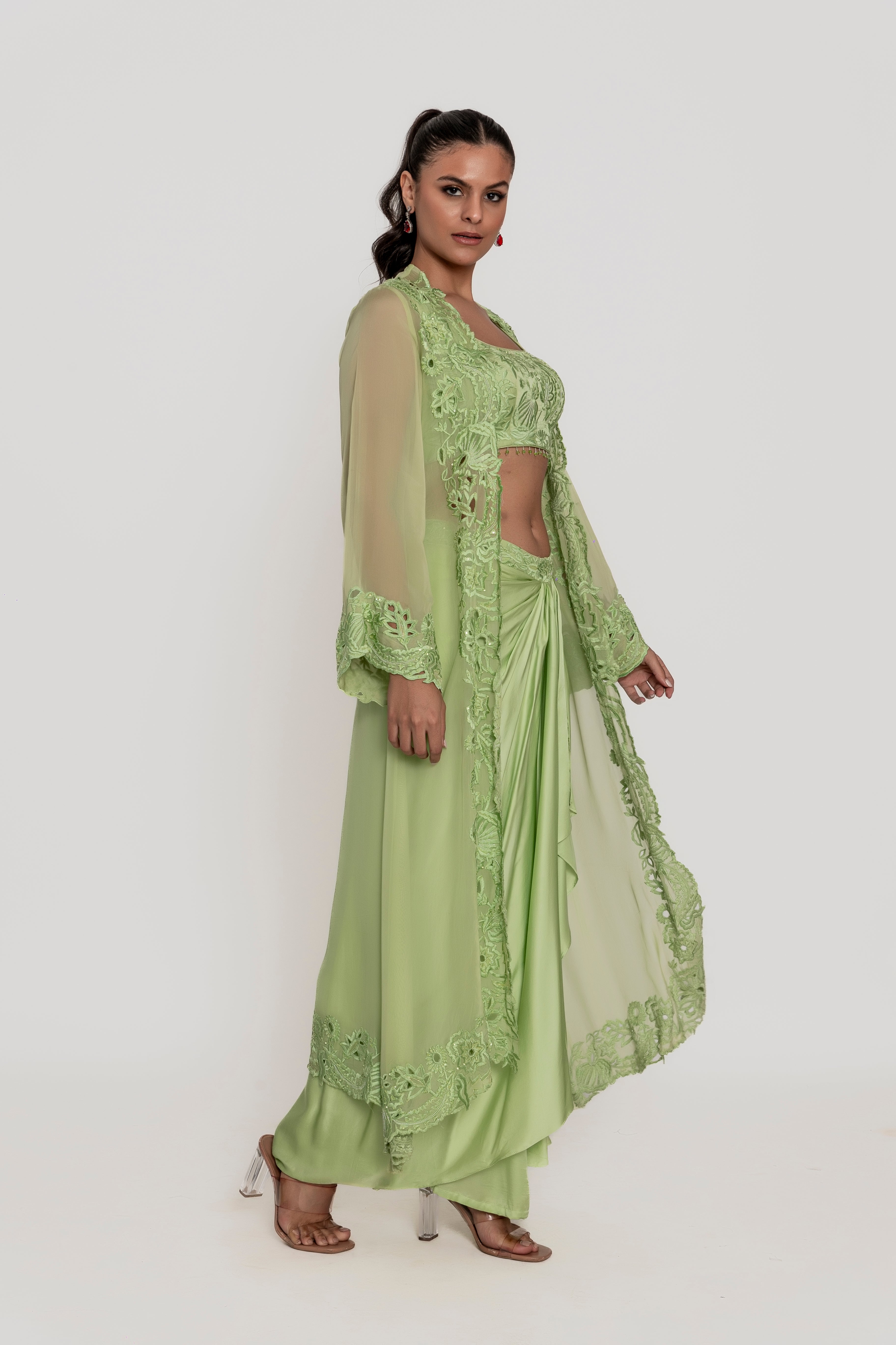 Mint Pleated Skirt Set