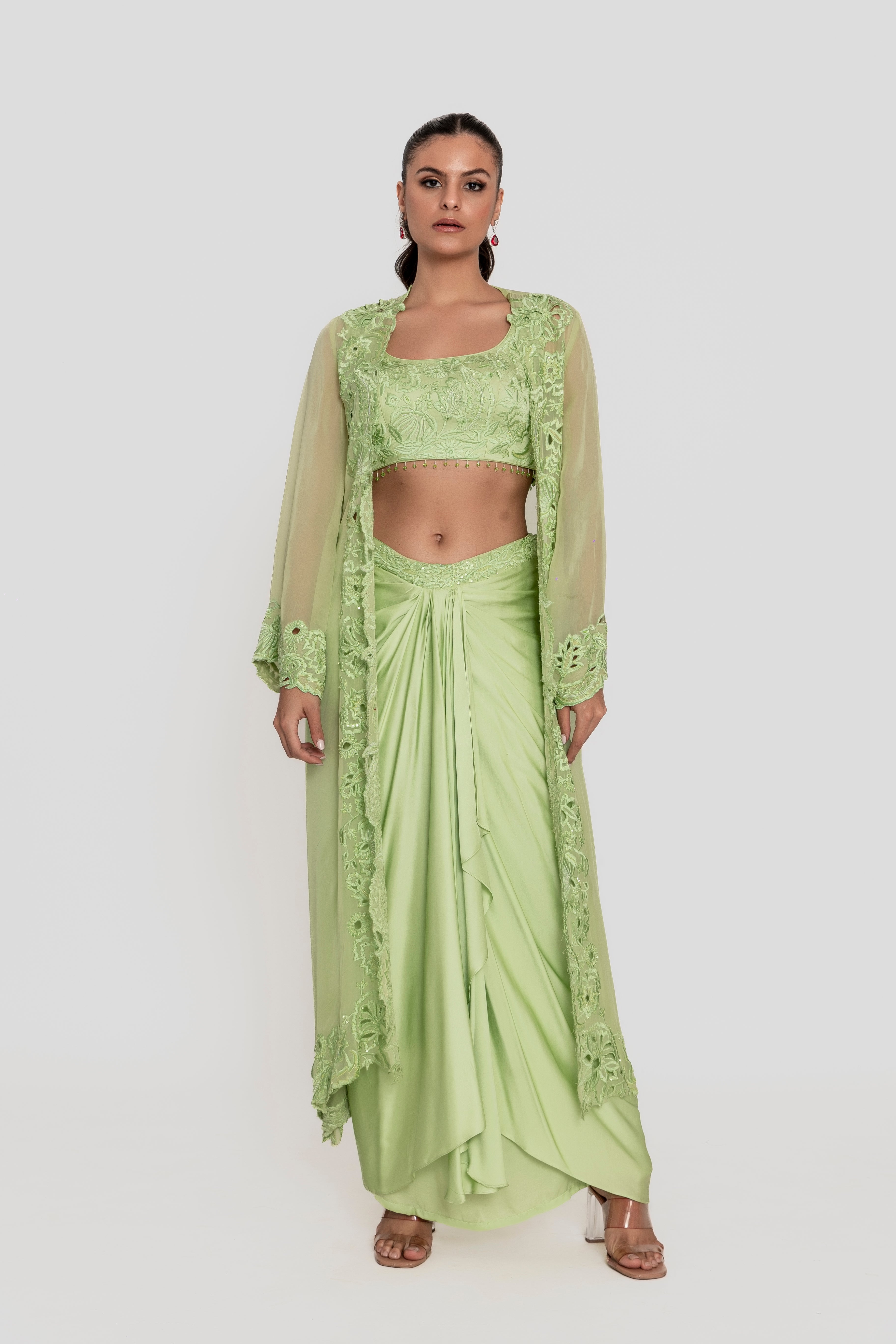 Mint Pleated Skirt Set